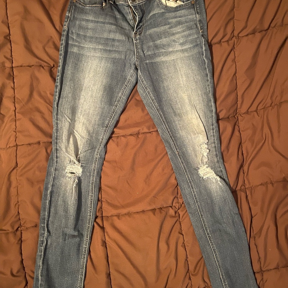 Indigo Blue Women's Distressed Skinny Jeans